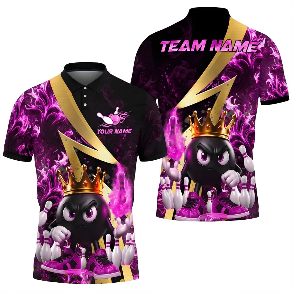 Bowling King Lightning Polo Shirt – Personalized Team Name & Player Name | Custom Bowling Team Jersey