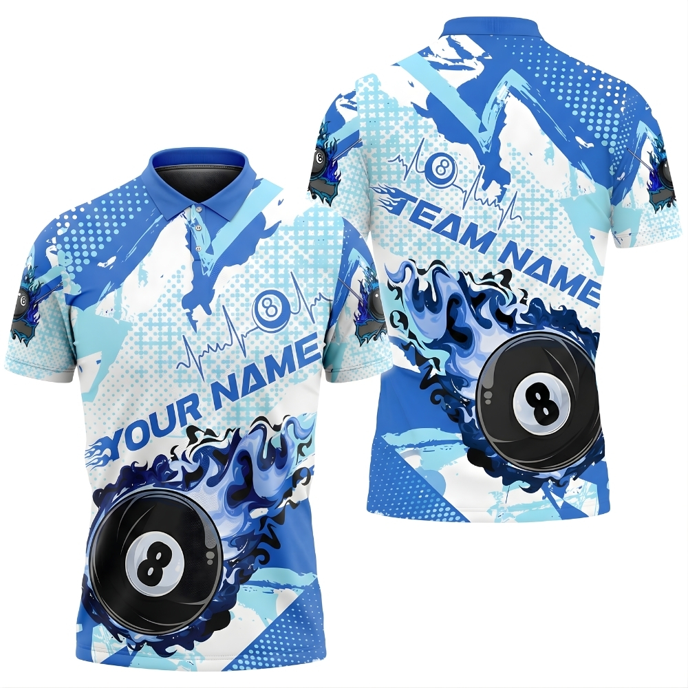 8 Ball Billiard Shirt – Personalized Pool Team Jersey with Name & Team Name