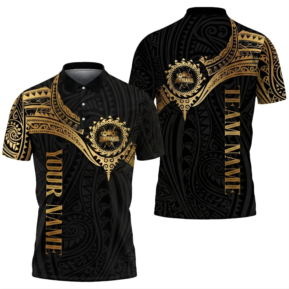 Custom Billiards Polo Shirt – Tribal Luxury Design with Team Name & Player Name