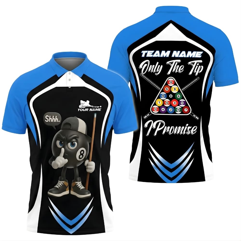Custom “Only The Tip” Cartoon 8 Ball Billiards Shirt – Personalized Pool Team Jersey
