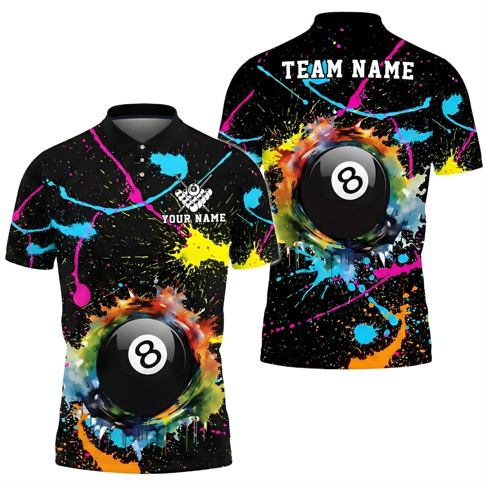 Custom Paint Splash 8 Ball Billiards Shirt – Personalized Pool Team Jersey