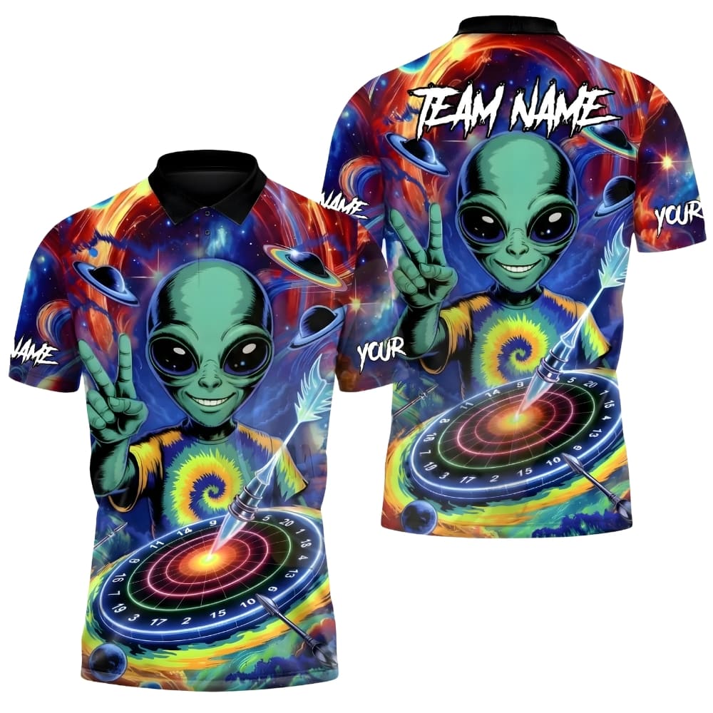 Custom Alien Dart Shirt – Psychedelic Space Design Personalized Name & Team Name