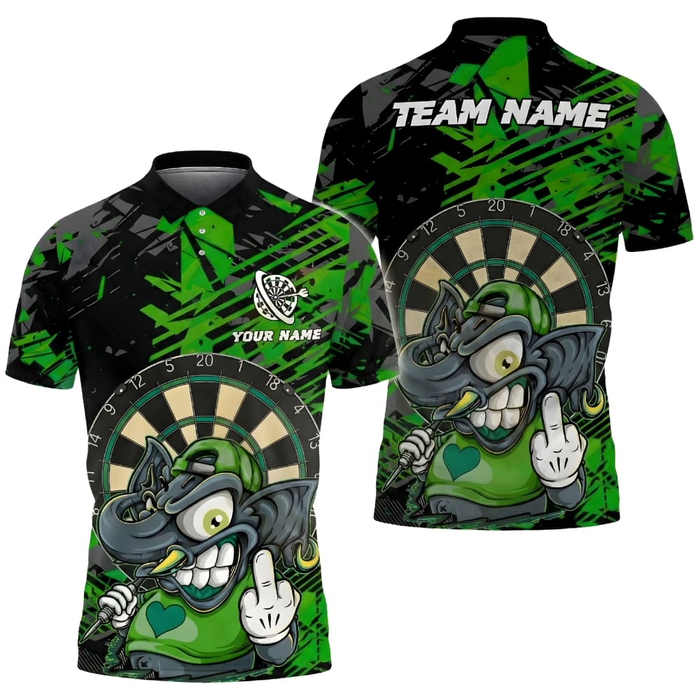 Custom Darts Polo Shirt – Elephant Darts Design – Personalized Team Name & Player Name – Unisex Darts Team Jersey