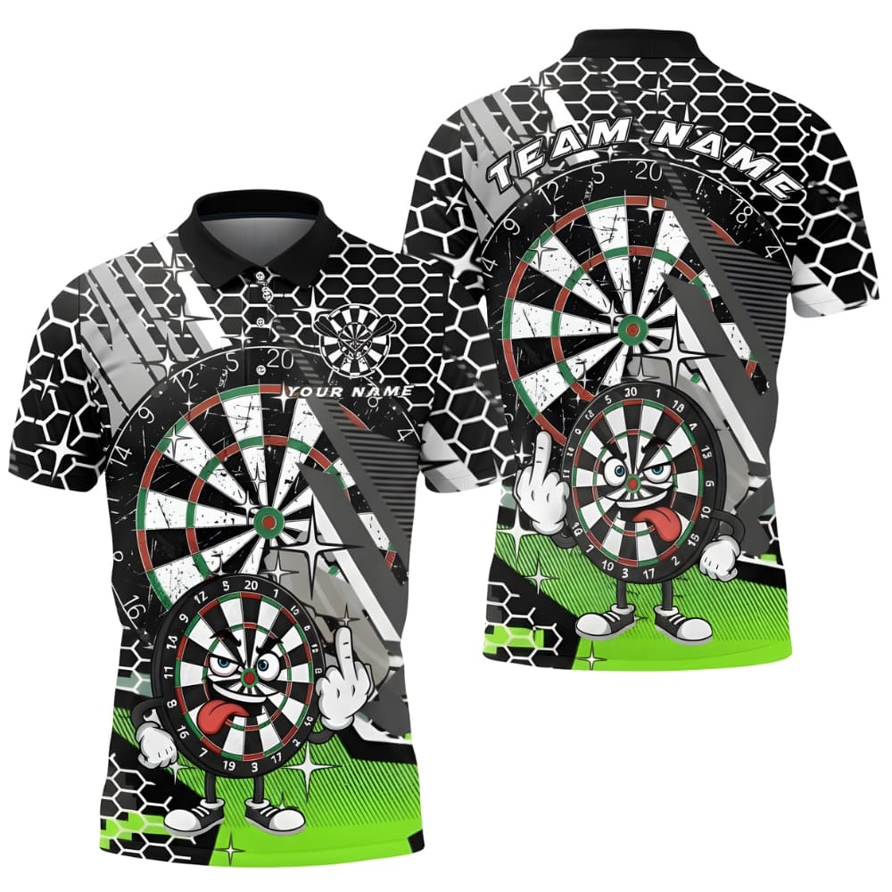 custom-darts-polo-shirt-funny-cartoon-green-design