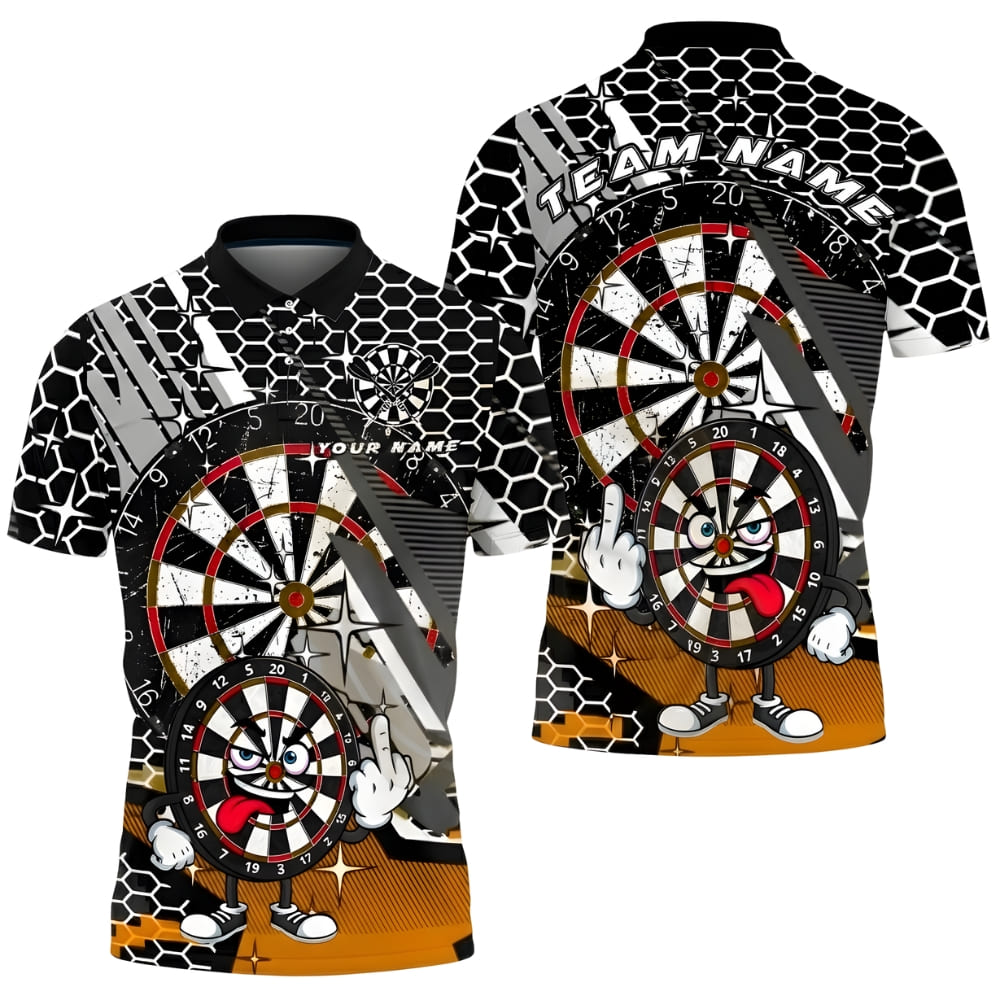 custom-darts-polo-shirt-funny-cartoon-orange-design