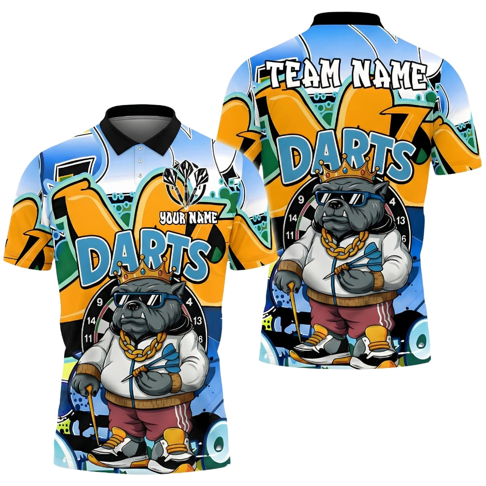 Bulldog King Graffiti Custom Darts Shirt – Personalized Team Name & Player Name