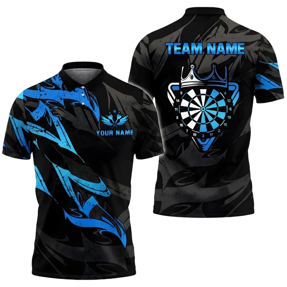 Custom Darts Shirt – Personalized Dart Team Polo with Crown Dartboard Design