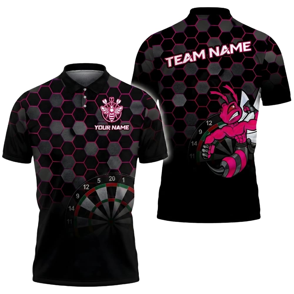 Custom Darts Team Shirt Honeycomb Bee Design – Personalized Name & Team Name