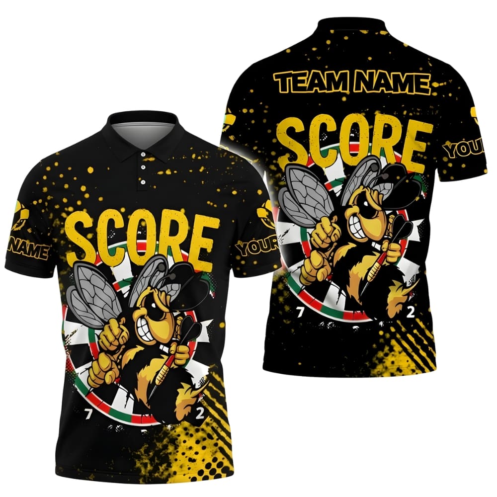 Custom Darts Team Shirt – SCORE Hornet Design with Player & Team Name