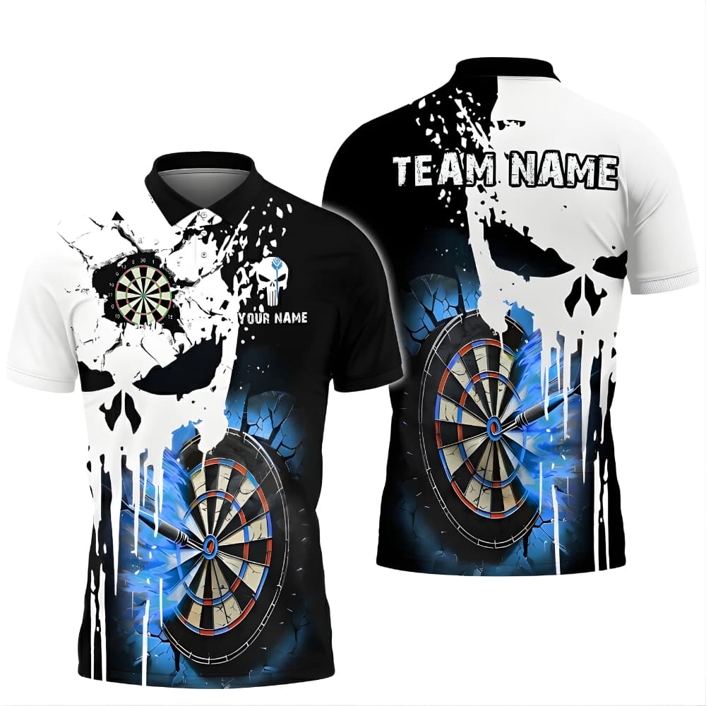 custom-darts-team-polo-shirt-blue-skull-dartboard