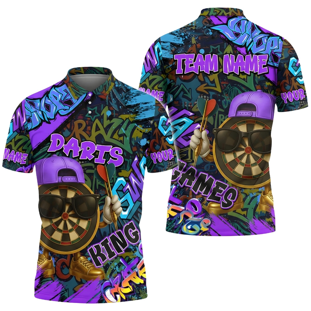 Darts King Graffiti Shirt – Custom Name & Team Name Dart Polo Jersey