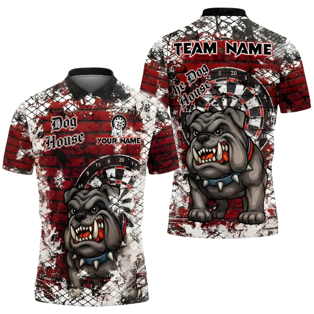 Dog House Bulldog Darts Shirt – Personalized Team Name Dart Polo Shirt