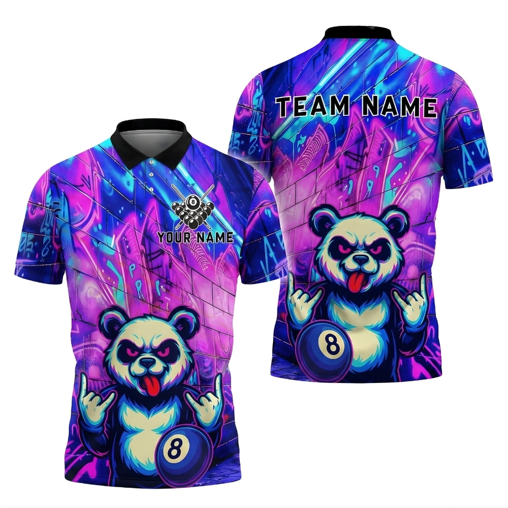 Custom Graffiti Panda 8 Ball Billiard Shirt – Personalized Pool Team Polo