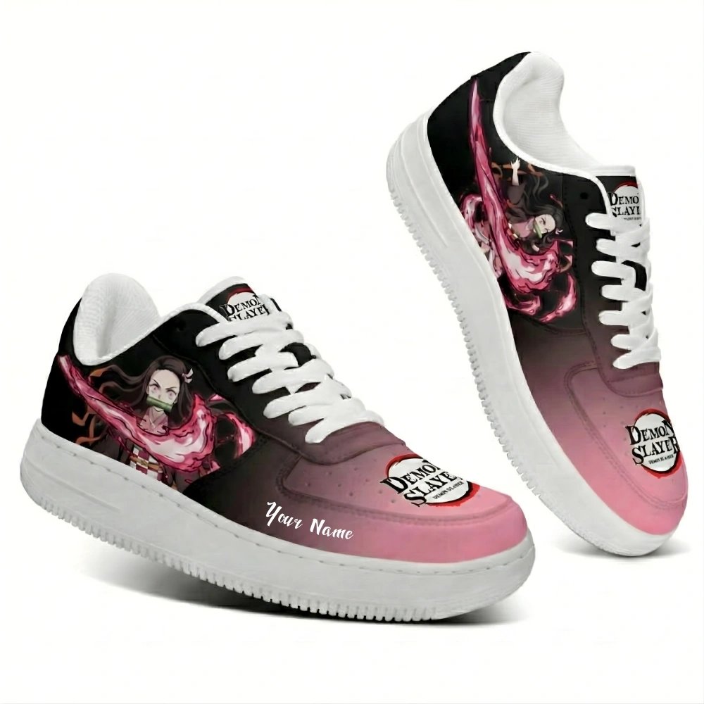 Demon Slayer Nezuko Custom Sneakers – Anime Pink Gradient Shoes