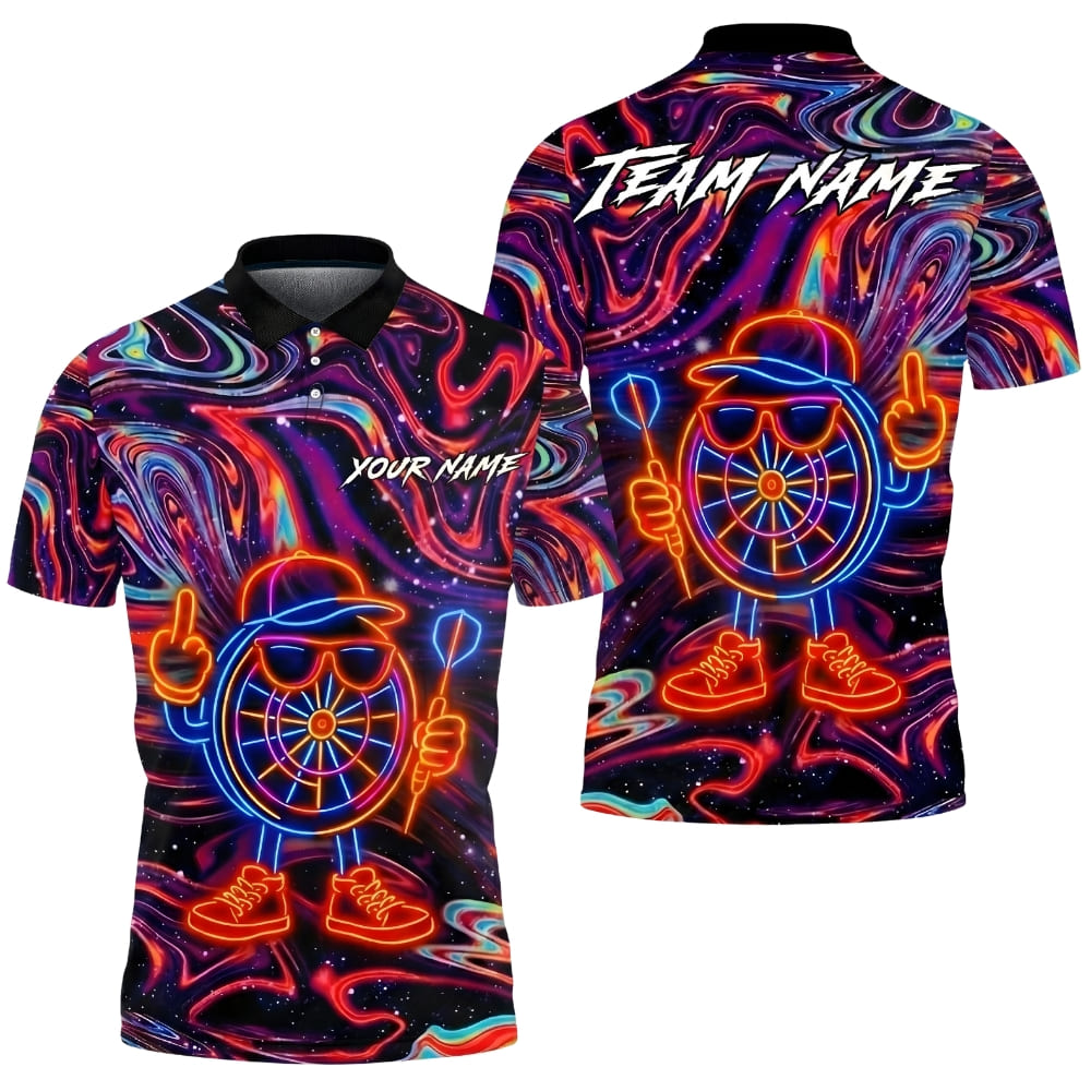 Neon Darts Polo Shirt – Personalized Name & Team Name, Custom Darts Team Shirt
