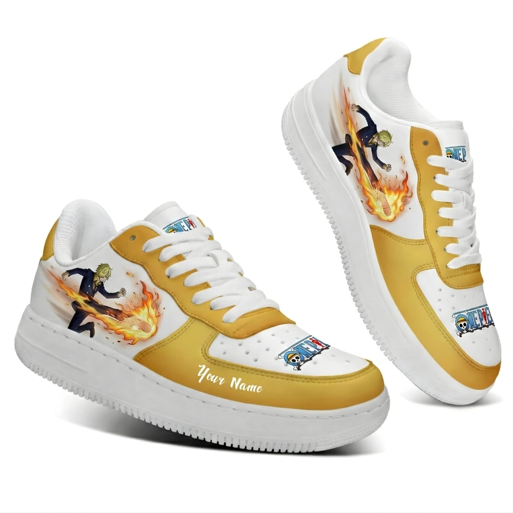 Sanji Custom Sneakers – One Piece Anime Shoes (Yellow Theme)