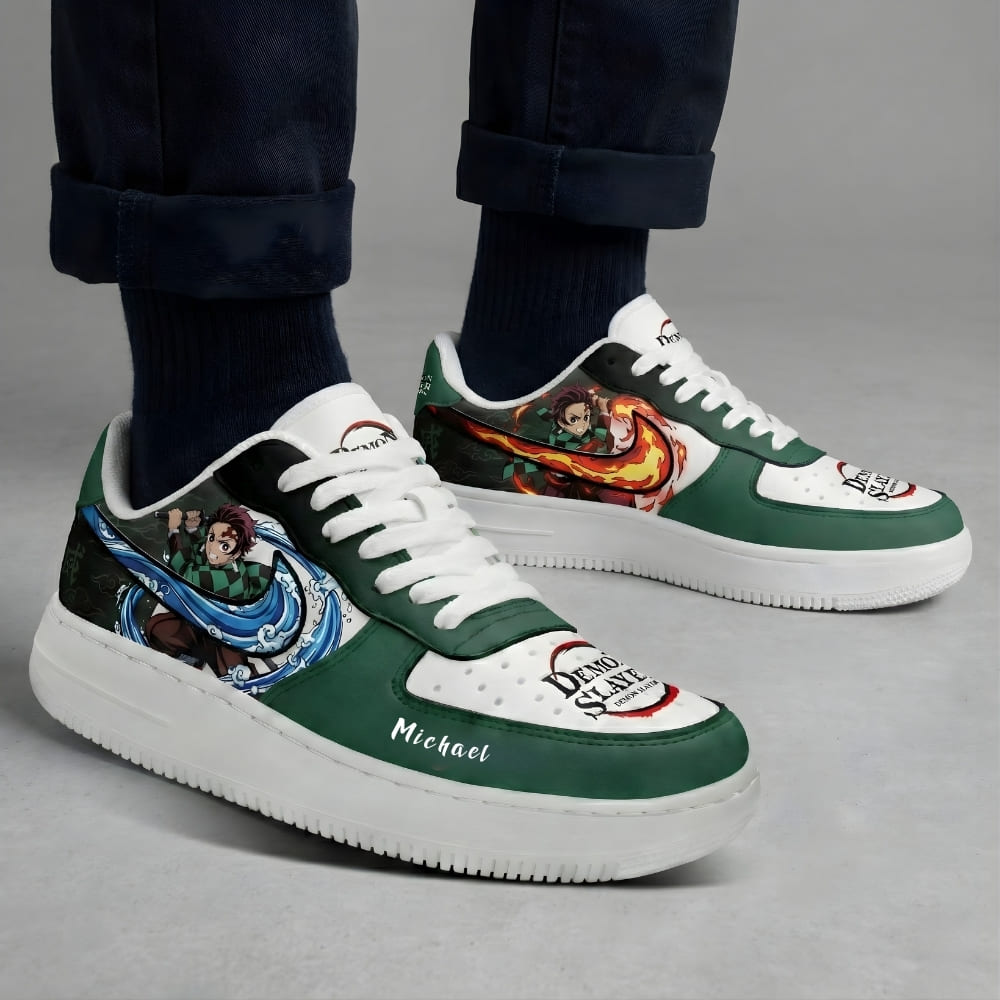 tanjiro-demon-slayer-custom-sneakers-on-feet-lifestyle