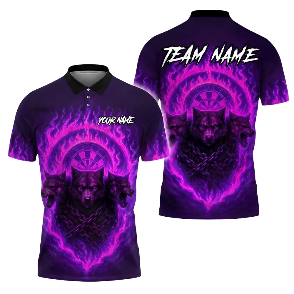 Three-Headed Wolf Darts Polo Shirt – Personalized Team Name & Player Name | Fantasy Dart Jersey