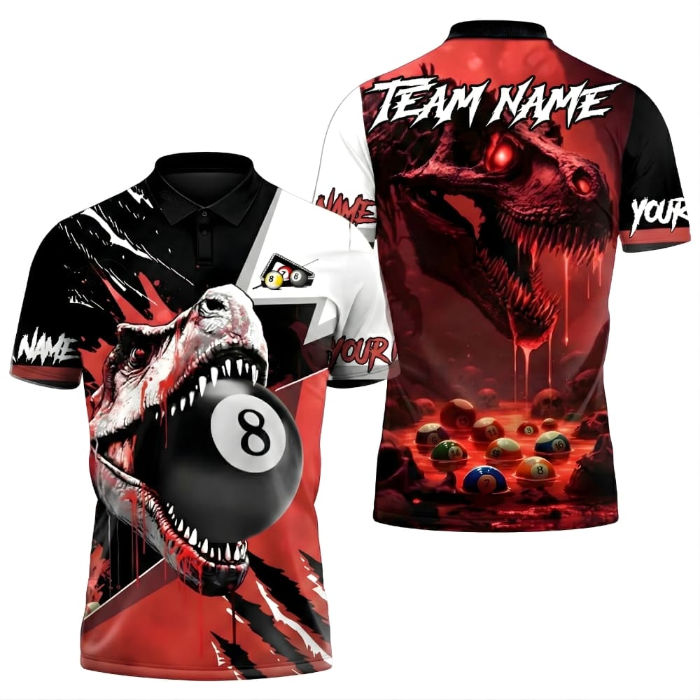 T-Rex Fury Custom Billiard Shirt – Personalized Pool Shirt With Name & Team