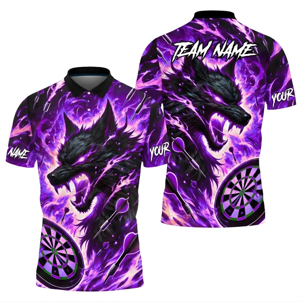 Personalized Wolf Darts Polo Shirt – Custom Name & Team Name, Men’s Darts Jersey