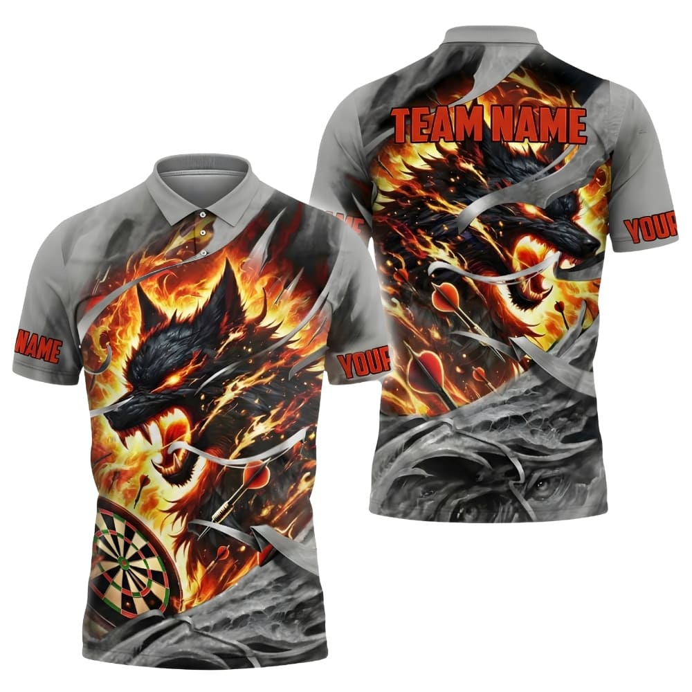 Wolf Fury Custom Darts Polo Shirt – Personalized Team Name Dart Jersey