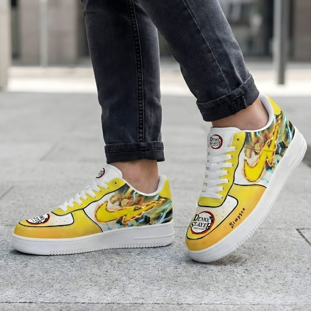 zenitsu-demon-slayer-custom-sneakers-yellow-on-feet-lifestyle