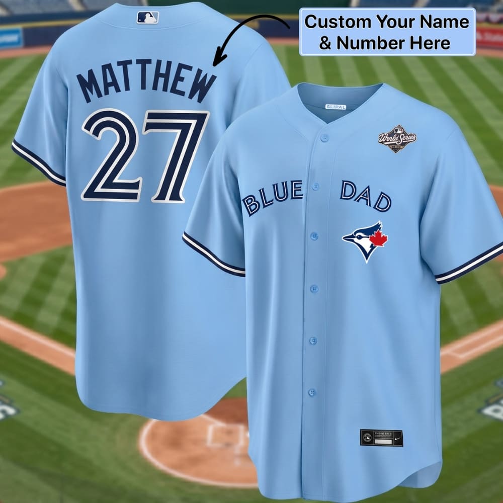 Baseball Youth Jersey - Personalized Blue Jays Dad – Custom Name & Number | Father & Son