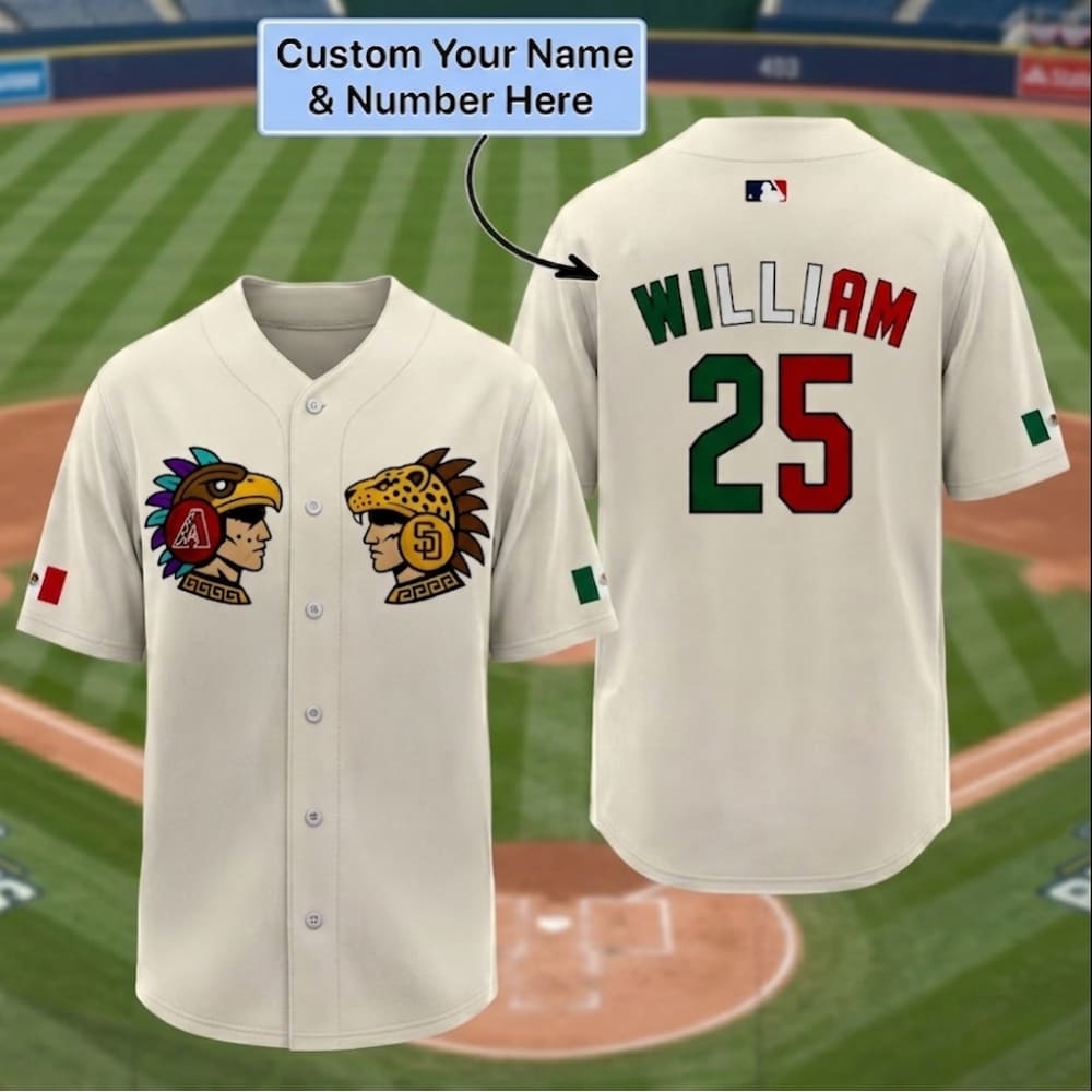 Baseball Youth Jersey - Personalized Padres & Diamondbacks Mexico Heritage – Custom Name & Number | Father & Son