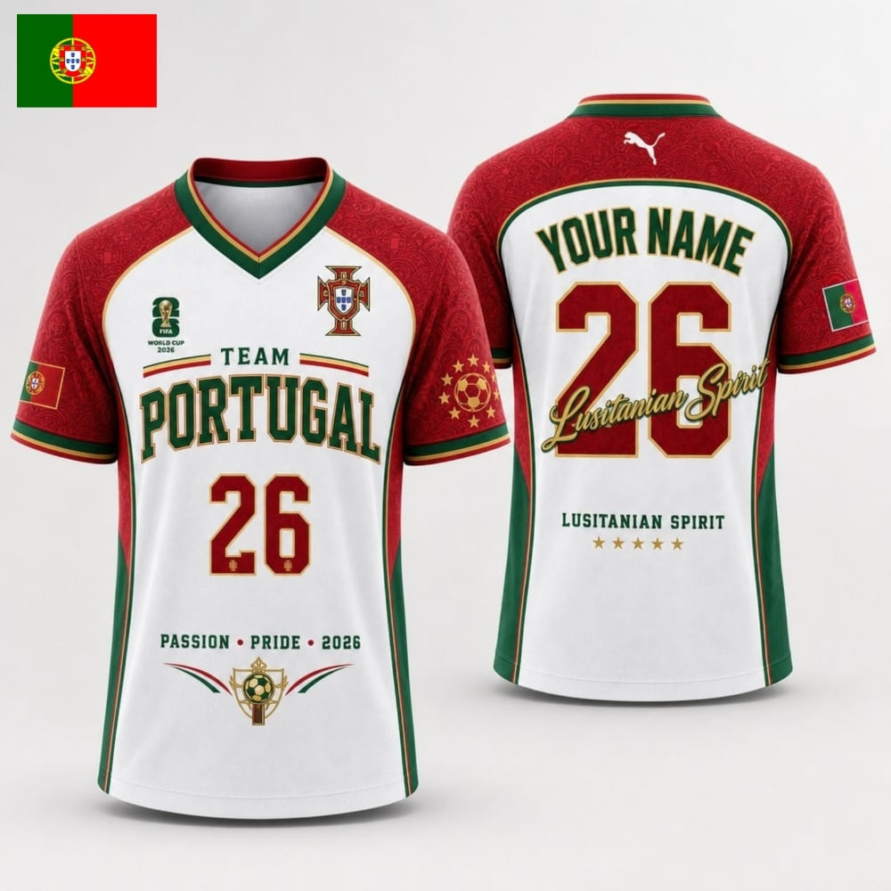 Personalized Portugal Fan V-Neck Soccer Unisex Shirt – Custom Name & Number