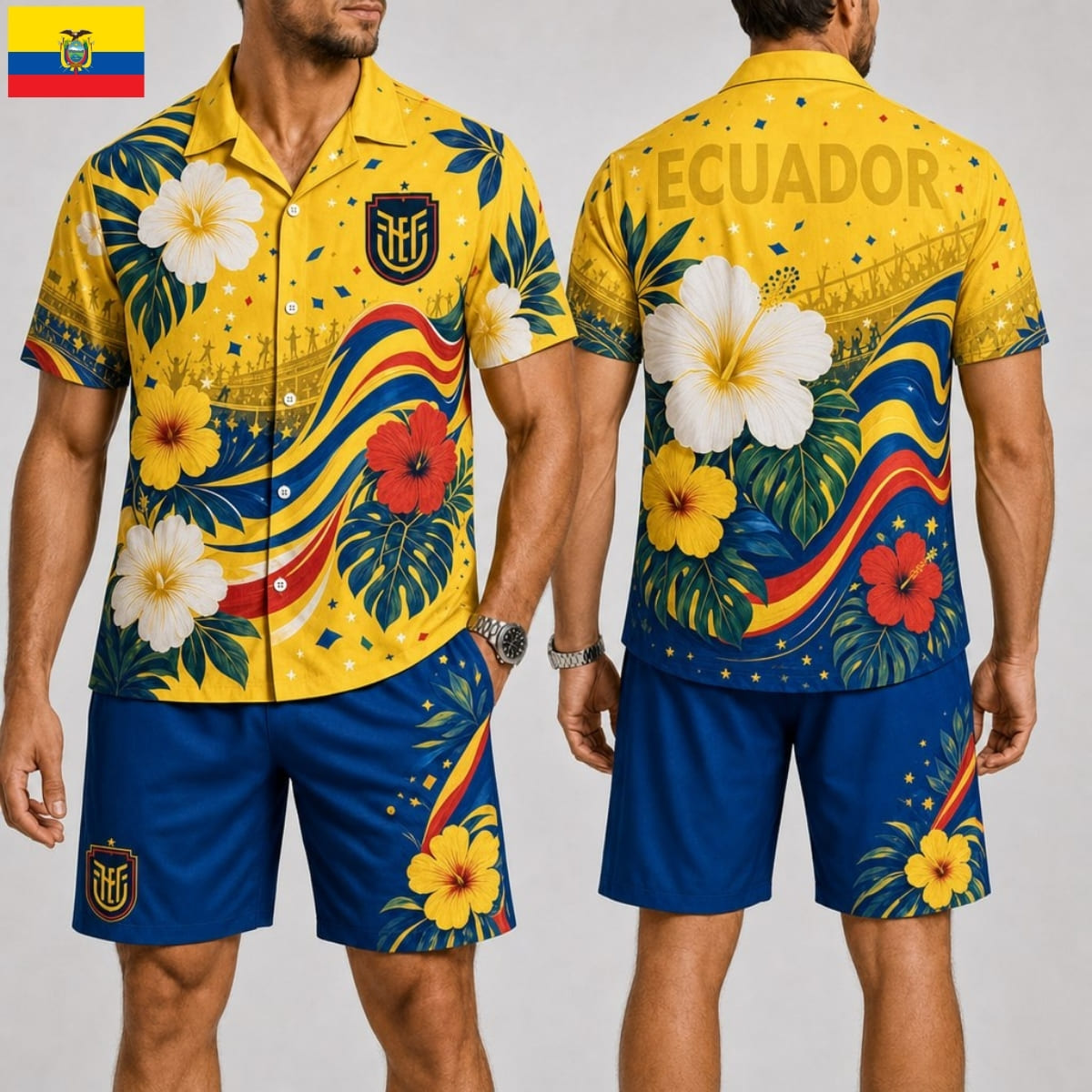 Ecuador Fan Hawaii Shirt & Shorts Set – World Cup 2026