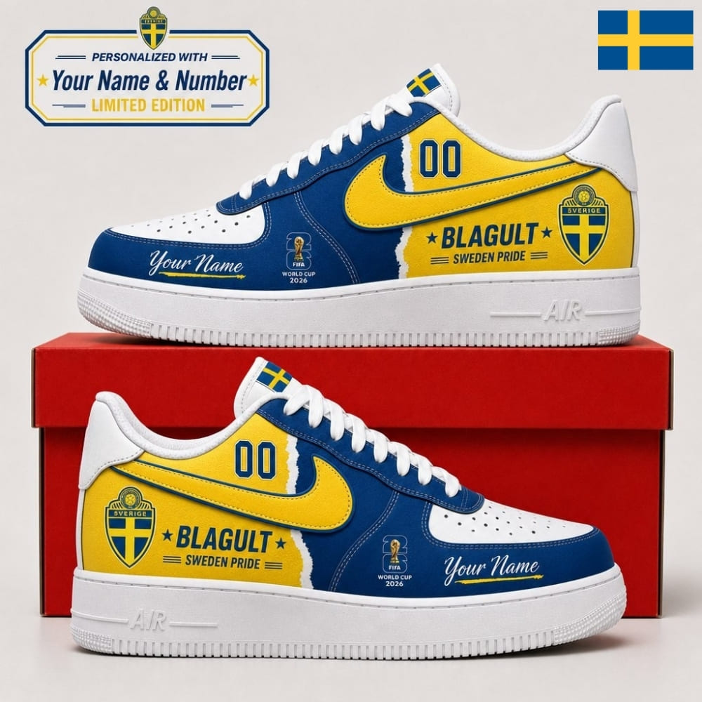Personalized Sweden Fan Sneakers – Custom Name & Number