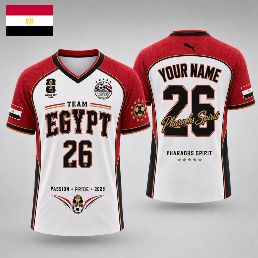 Personalized Egypt Fan V-Neck Soccer Unisex Shirt – Custom Name & Number