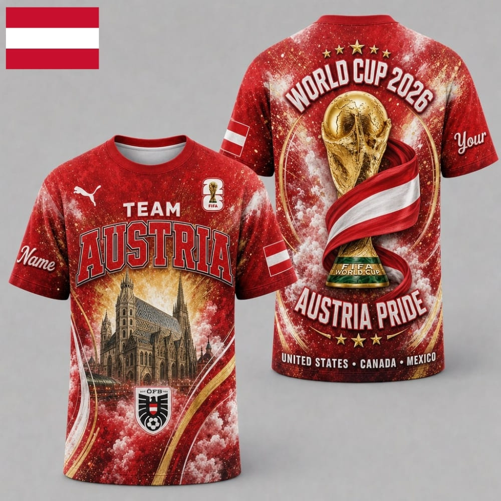 Personalized Austria Pride World Cup 2026 Unisex T-Shirt – Custom Name & Number