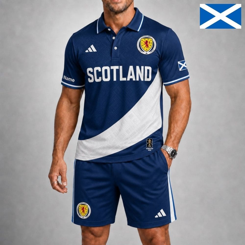 Personalized Scotland Soccer Polo Shirt & Shorts Set – Custom Name & Number | WC 2026