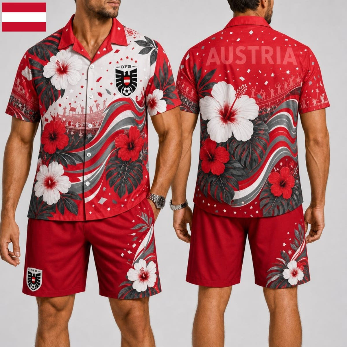 Austria Fan Hawaii Shirt & Shorts Set – World Cup 2026