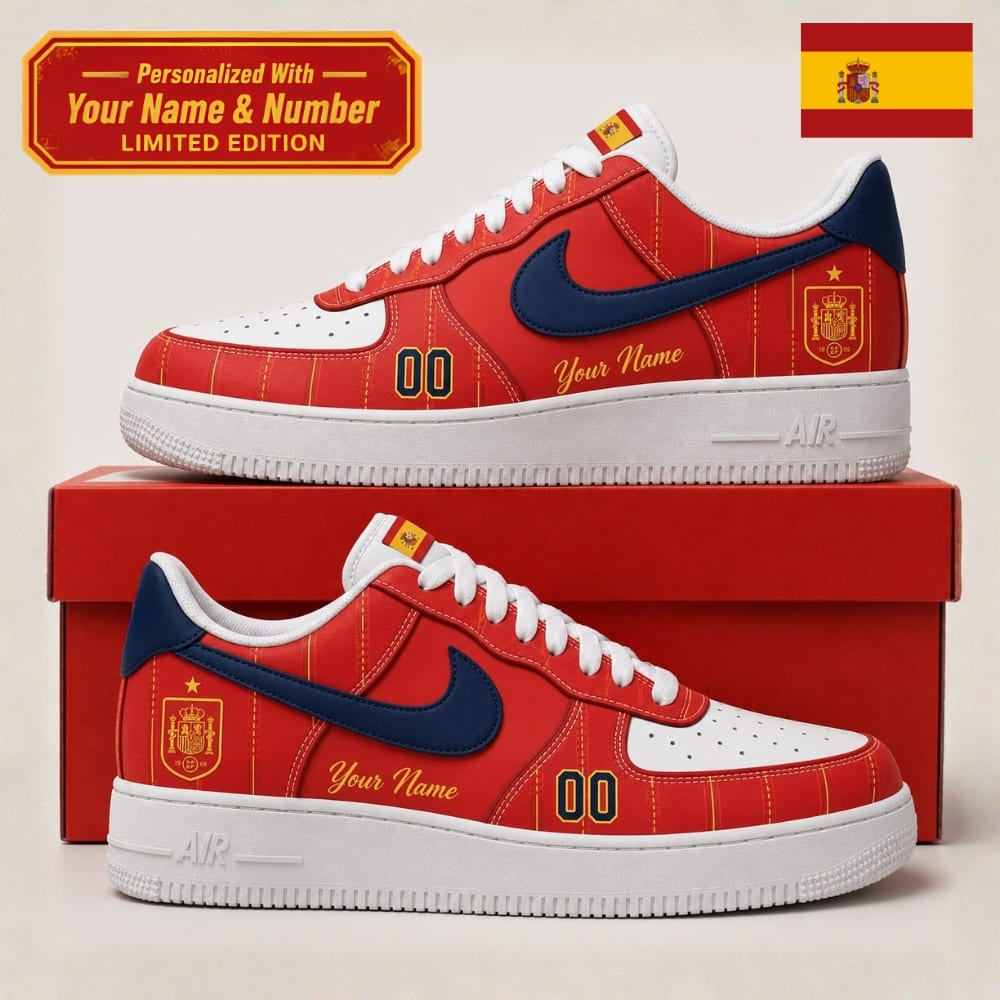 Personalized Spain La Roja Sneakers – Custom Name & Number | World Cup 2026
