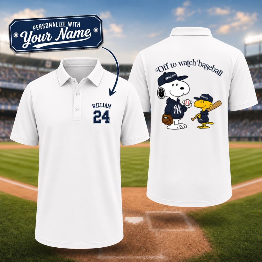 Personalized Yankees Snoopy Baseball Shirt – Custom Name & Number