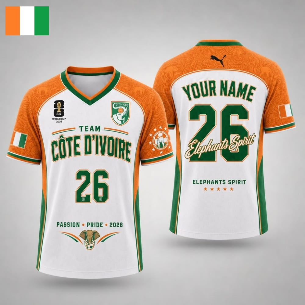 Personalized Côte d'Ivoire Fan V-Neck Soccer Unisex Shirt – Custom Name & Number | World Cup 2026
