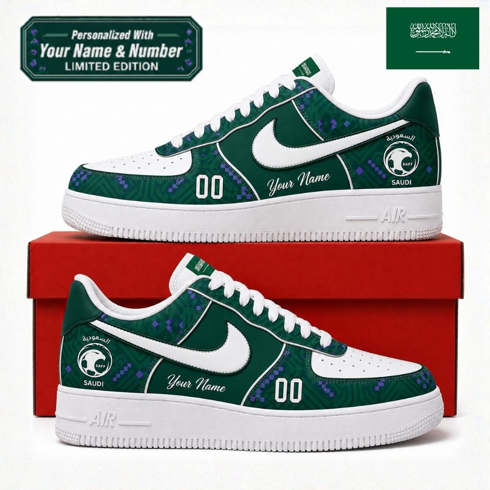 Personalized Saudi Arabia Green Falcons Sneakers – Custom Name & Number | World Cup 2026
