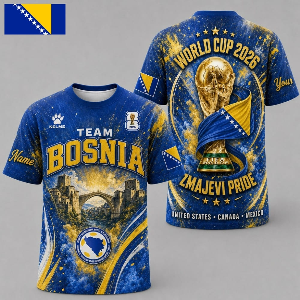 Personalized Bosnia and Herzegovina Zmajevi Pride World Cup 2026 Unisex T-Shirt – Custom Name & Number