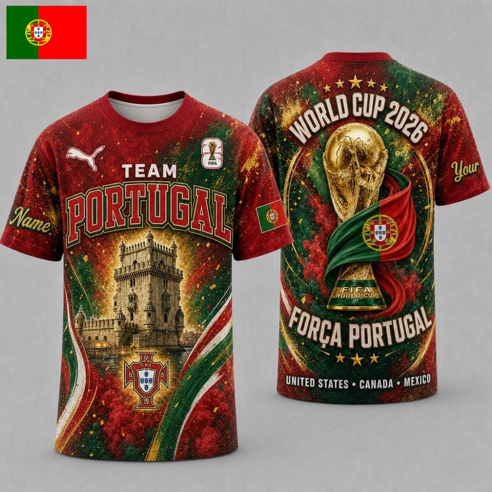 Personalized Forca Portugal World Cup 2026 Unisex T-Shirt – Custom Name & Number