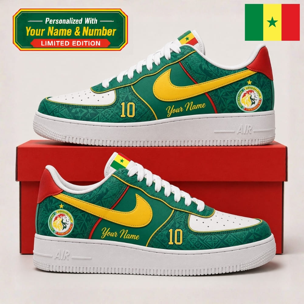 Personalized Senegal Lions of Teranga Sneakers – Custom Name & Number | World Cup 2026