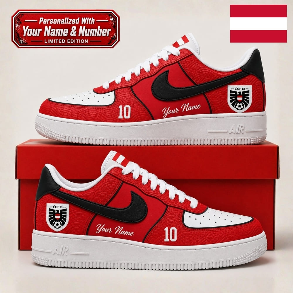 Personalized Austria Das Team Sneakers – Custom Name & Number | World Cup 2026