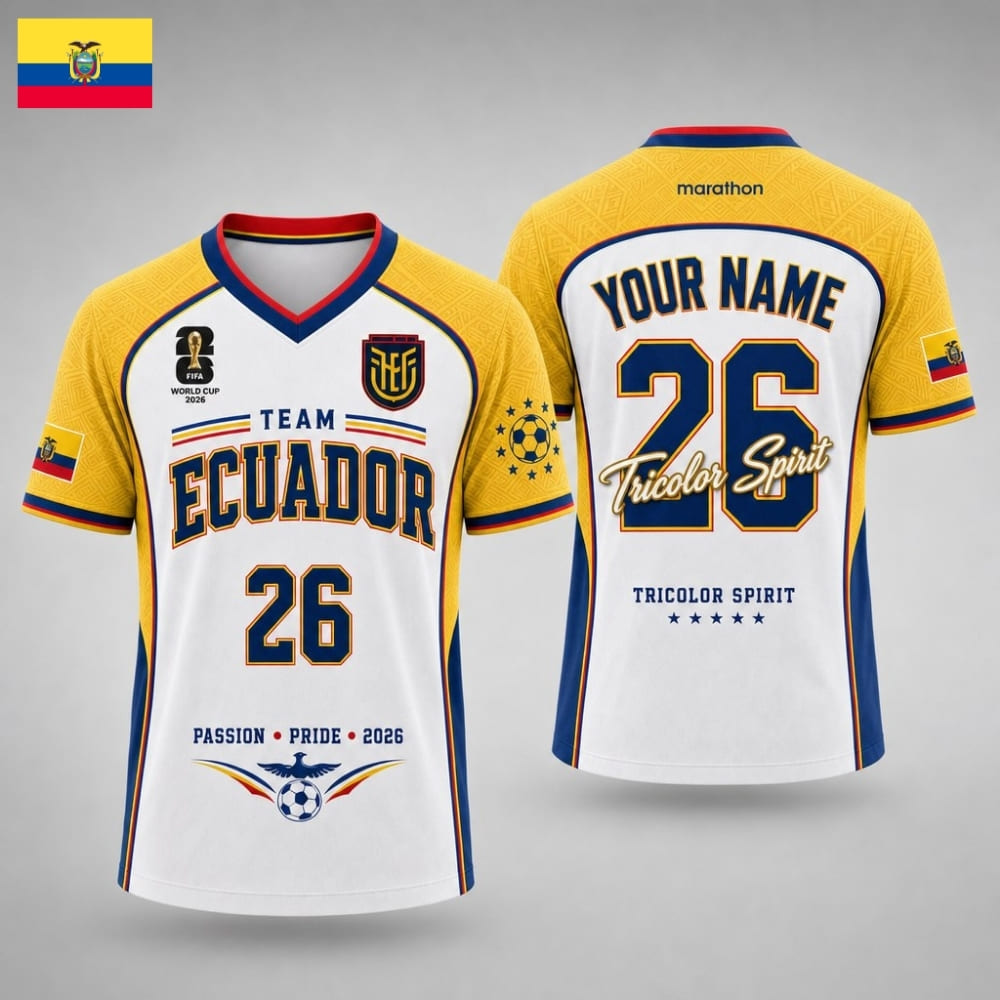 Personalized Ecuador Fan V-neck Soccer Unisex Shirt – Custom Name & Number