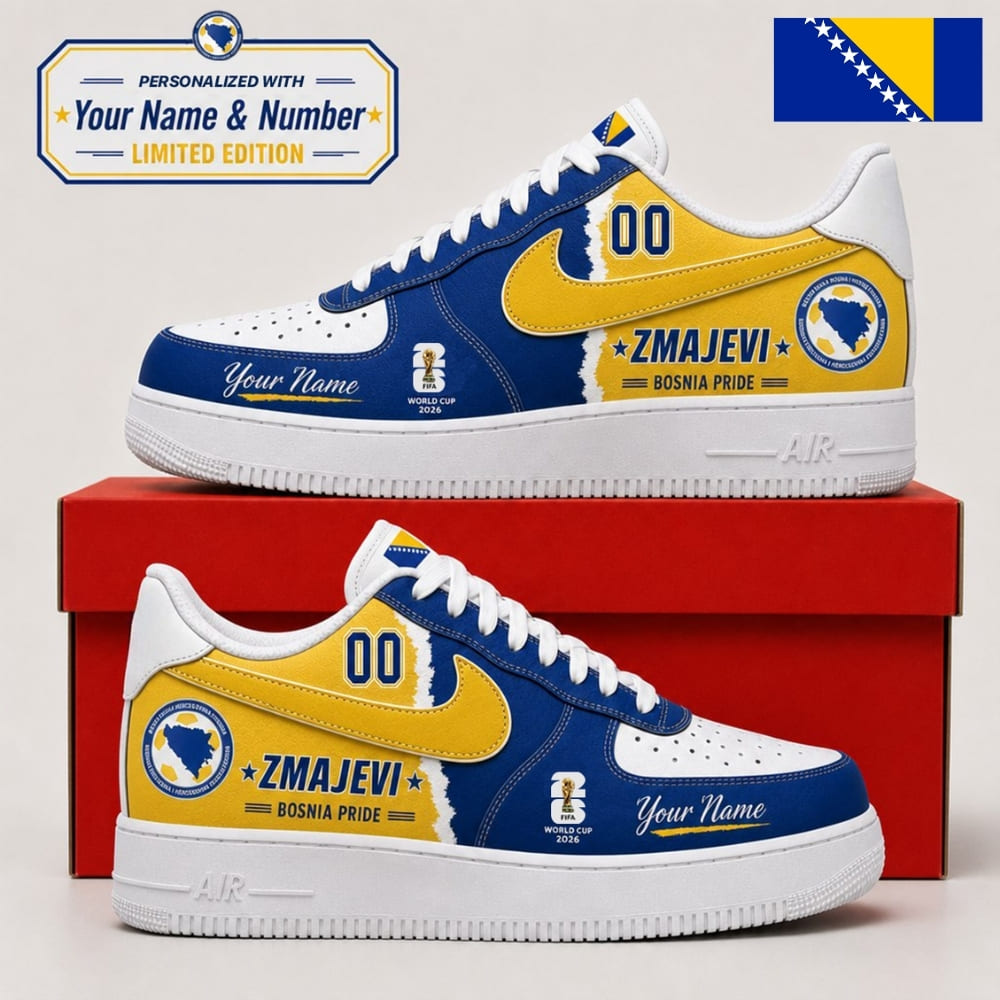 Personalized Bosnia and Herzegovina Fan Sneakers – Custom Name & Number