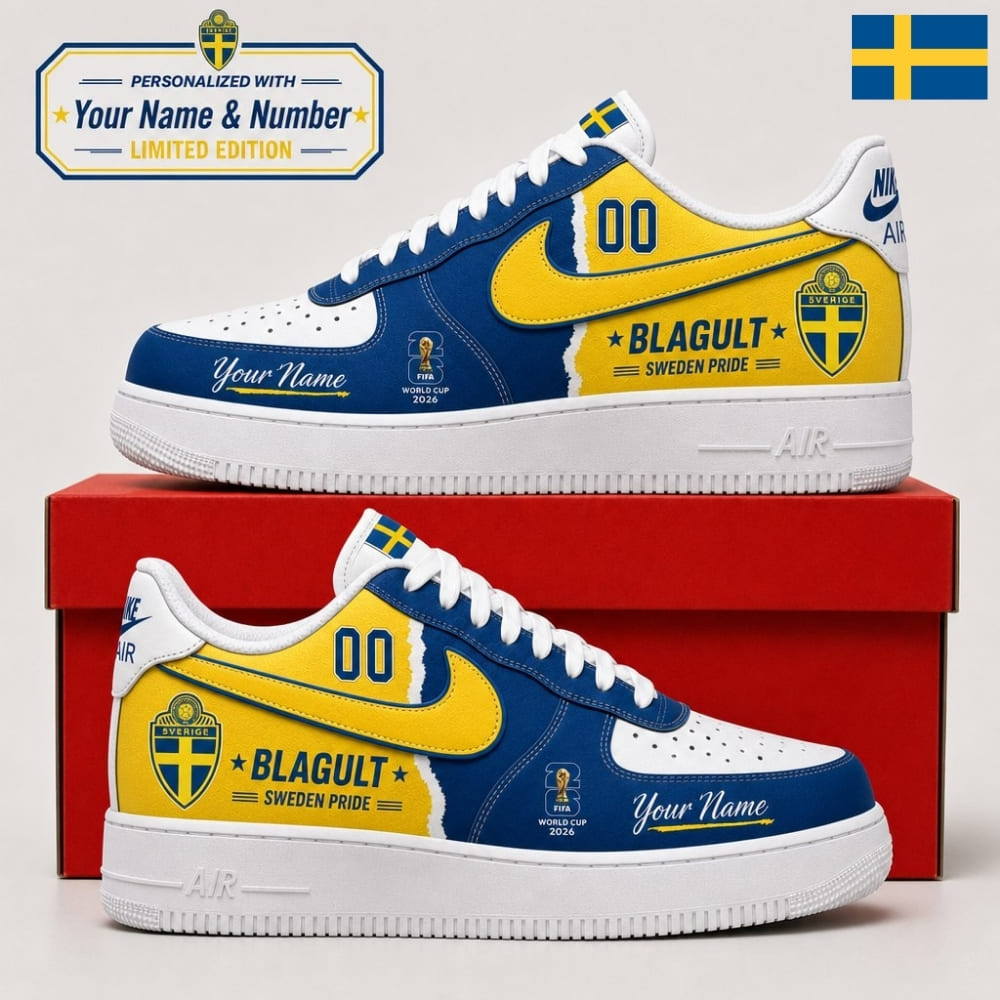Personalized Sweden Fan Sneakers – Custom Name & Number