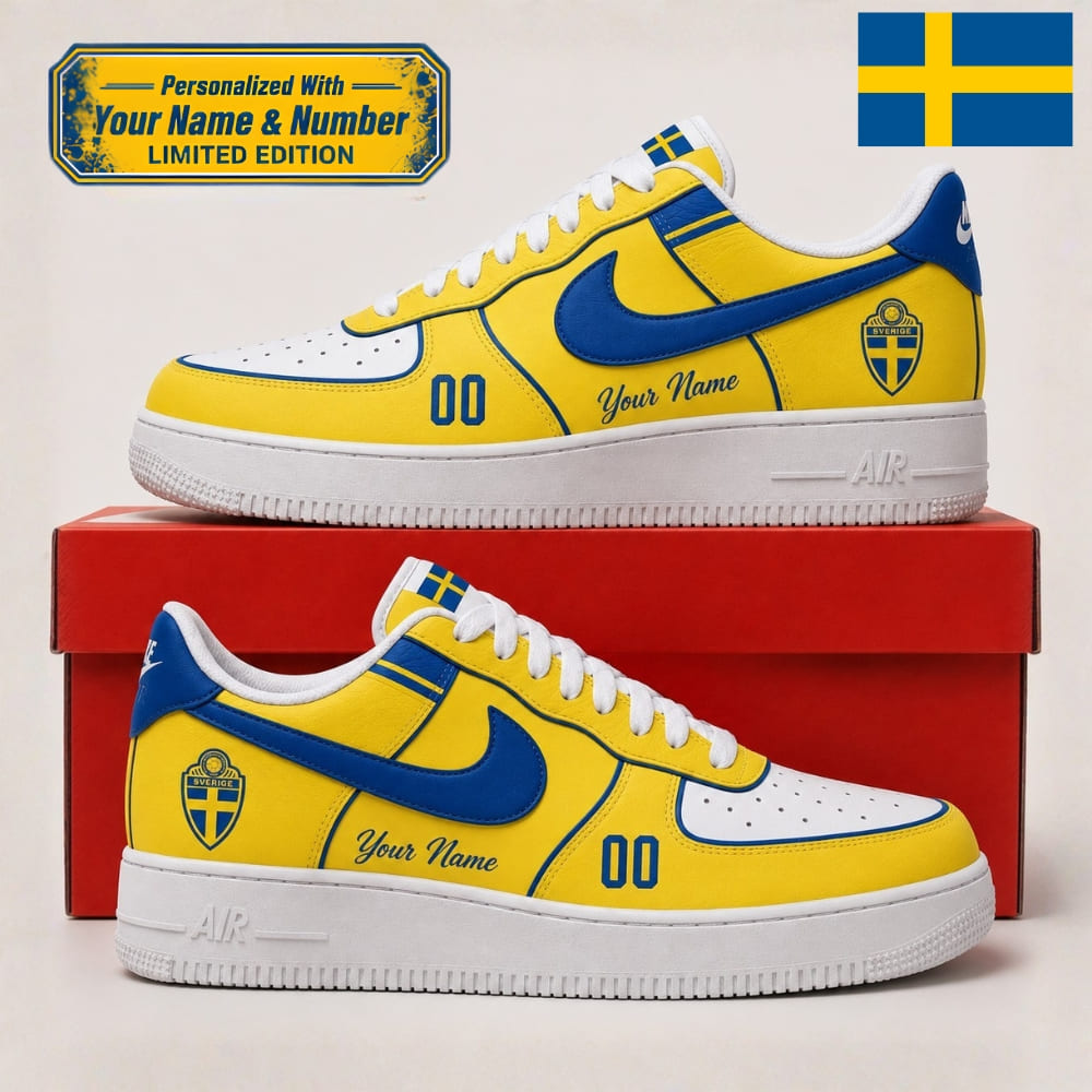 Personalized Sweden Blågult Sneakers – Custom Name & Number | World Cup 2026