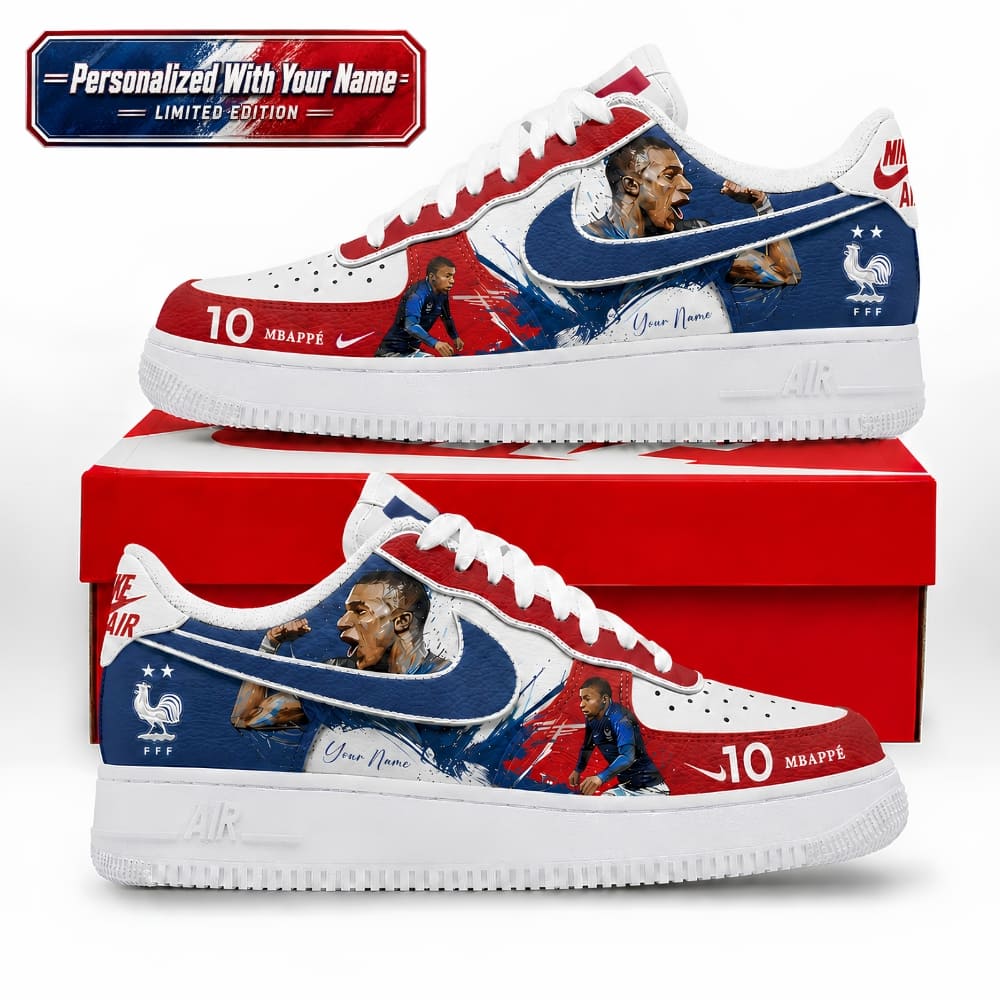 Personalized France Kylian Mbappé No.10 Soccer Sneakers – Custom Name | World Cup 2026