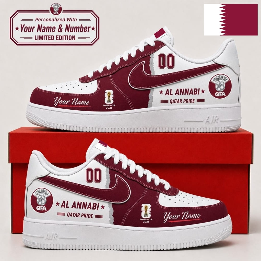 Personalized Qatar Fan Sneakers – Custom Name & Number