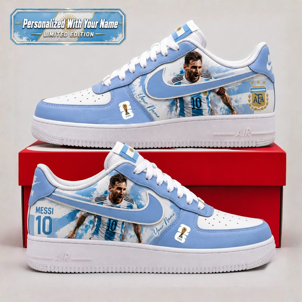 Personalized Argentina Lionel Messi No.10 Soccer Sneakers – Custom Name | World Cup 2026